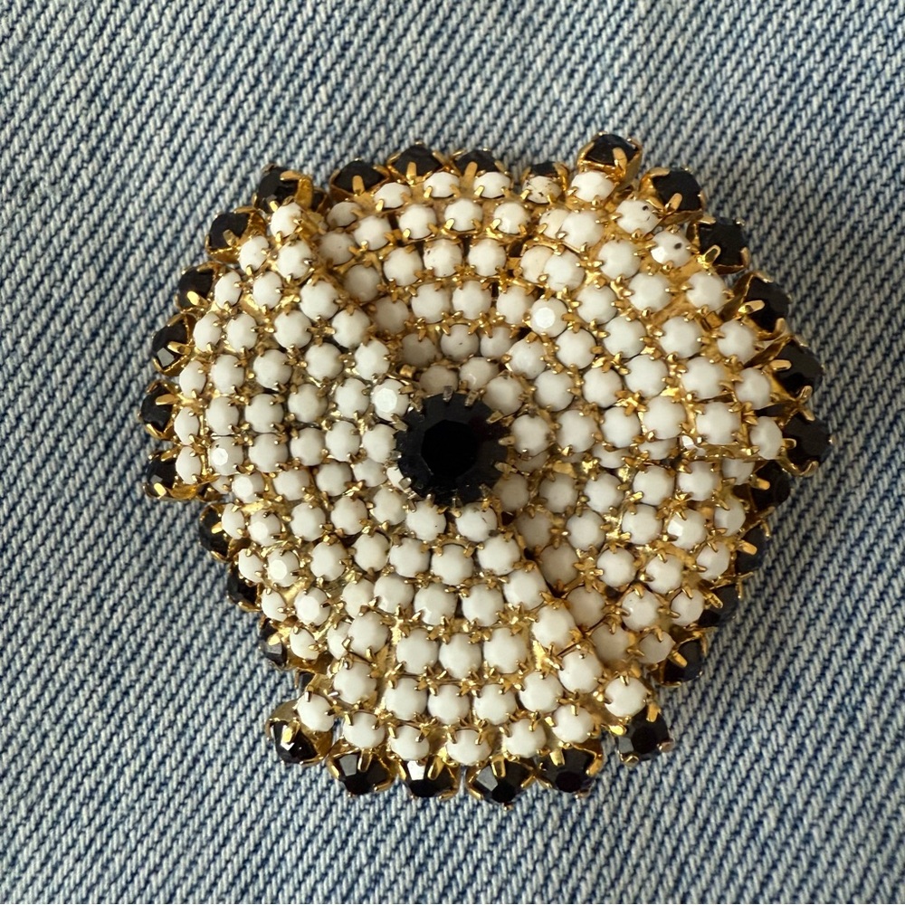Hand Crafted Gold and White Hair Brooch/clip